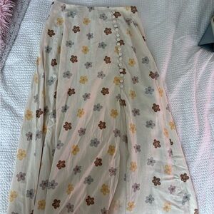 Rylee + Cru Cream Floral A-Line Skirt